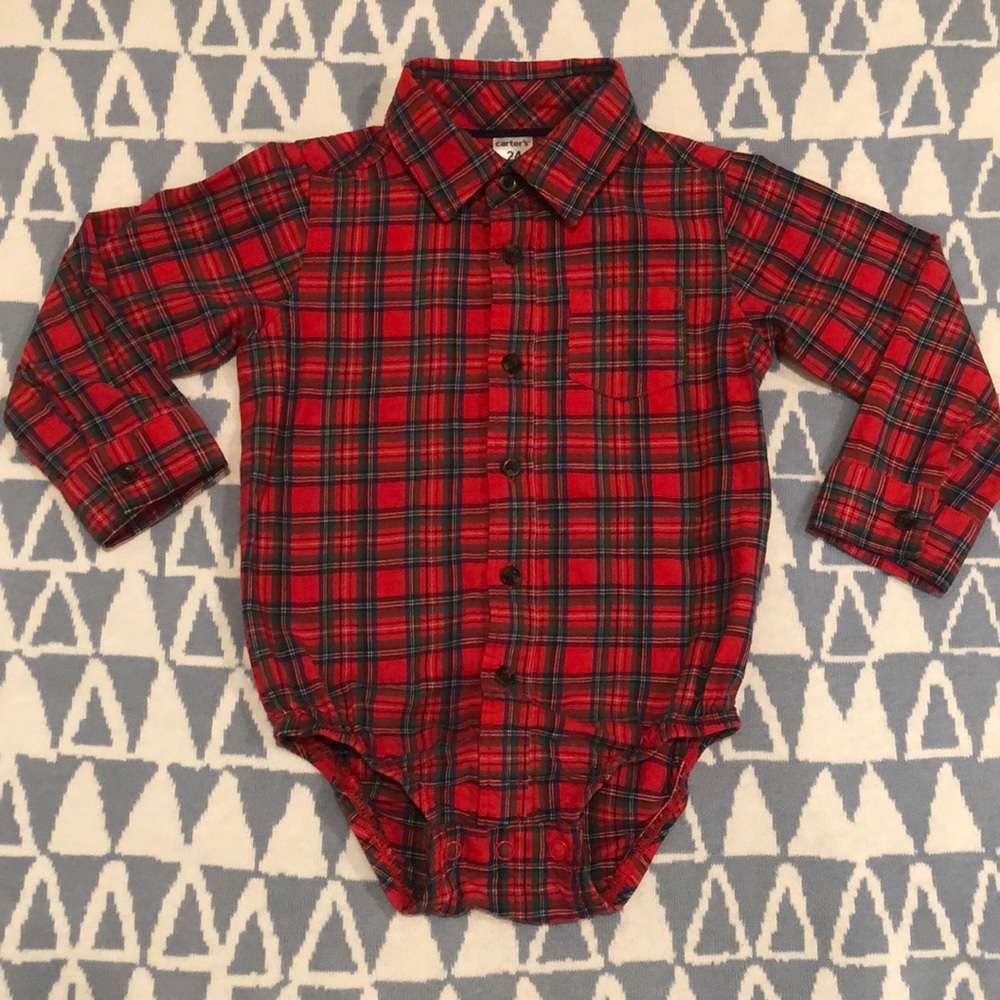 Carter’s red button down holiday Christmas shirt